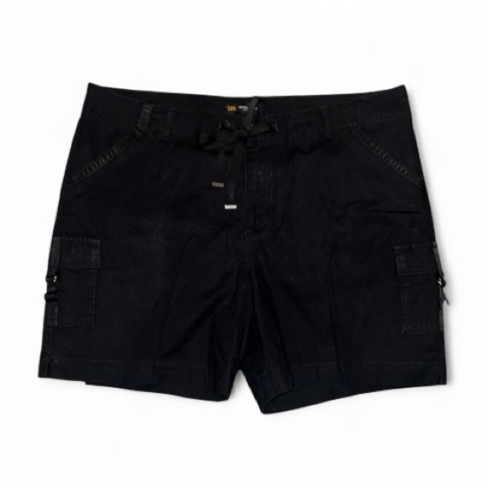 Lee Regular Fit Mid Rise Black Denim Shorts- Size 18
